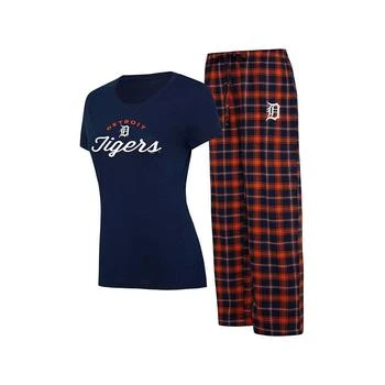 Concepts Sport | Women's Navy, Orange Detroit Tigers Arctic T-shirt and Flannel Pants Sleep Set,商家Macy's,价格¥406