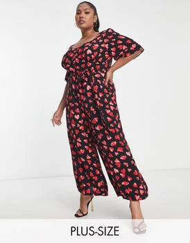 推荐Nobody's Child Plus Winnie heart print jumpsuit in red商品