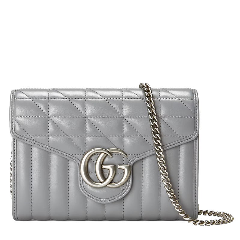 古驰链条包, Gucci | 【包税】GUCCI/古驰 21秋冬新款GG Marmont系列 女士迷你灰色绗缝皮革复古银饰双G翻盖斜挎单肩链条包474575DTD5N1711商品图片 包邮包税