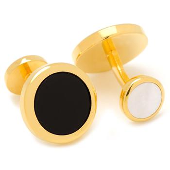 商品Cufflinks Inc. | Double Sided Gold Onyx Round Beveled Stud Set,商家Lord & Taylor,价格¥966图片
