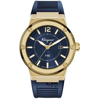 男士休闲菲拉格慕手表, Salvatore Ferragamo | Ferragamo Men's Swiss F-80 Blue Rubber Strap Watch 44mm商品图片 