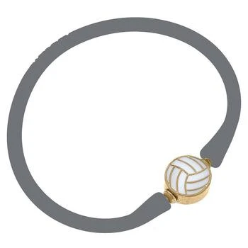Canvas Style | Enamel Volleyball Silicone Bali Bracelet In Grey,商家Verishop,价格¥213