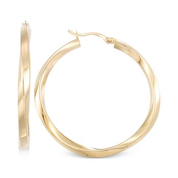 商品Macy's | Polished Twist Hoop Earrings in 14k Gold Over Silver or 14k White Gold Over Silver,商家Macy's,价格¥716图片