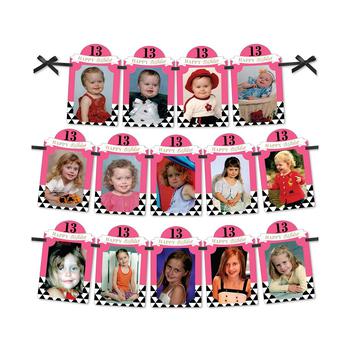 商品Big Dot of Happiness | Chic 13th Birthday - Pink, Black and Gold - DIY Birthday Party Decor - Picture Display - Photo Banner,商家Macy's,价格¥119图片
