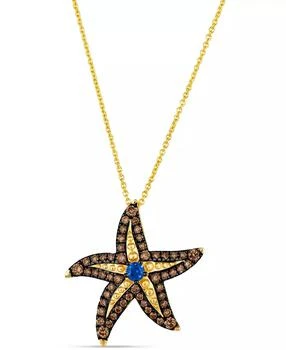 Le Vian | Chocolatier® Blueberry Sapphire (1/10 ct. t.w.) & Chocolate Diamond (1/2 ct. t.w.) Starfish Pendant Necklace in 14k Gold, 18" + 2" extender,商家Macy's,价格¥29426