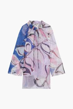 product Printed metallic fil coupé silk-blend chiffon tunic image