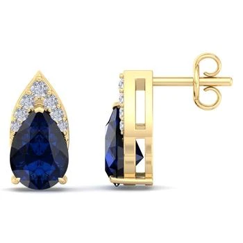 SSELECTS | 1 3/4 Carat Pear Shape Sapphire And Diamond Earrings In 14 Karat Yellow Gold,商家Premium Outlets,价格¥3962