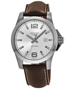 Longines | Longines Conquest 43 Silver Dial Brown Leather Strap Men's Watch L3.760.4.76.5,商家WatchMaxx,价格¥4941