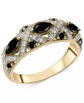 Macy's | Onyx & Lab-Grown White Sapphire (1/20 ct. tw.) Cluster Statement Ring in 14k Gold-Plated Sterling Silver,商家Macy's,价格¥748