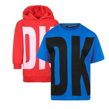 推荐Bold logo hoodie dress and t shirt set in blue and red商品