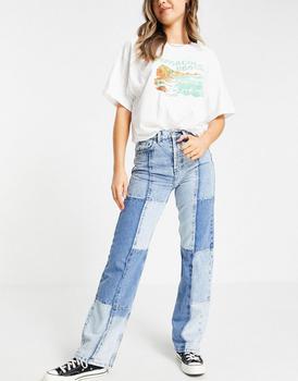 美国Topshop, Topshop | Topshop patchwork 90's straight leg jeans in bleach商品图片 5.1折