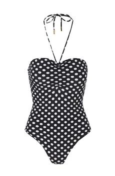 Yves Saint Laurent | Saint Laurent Dotted Bustier Swimsuit,商家Cettire,价格¥5112