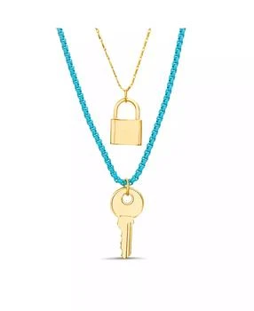 Kensie | Yellow Gold-Tone Key and Lock Necklace Set,商家Macy's,价格¥180