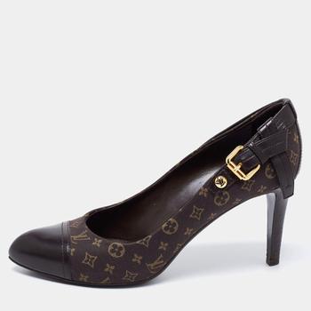 lv鞋真假, [二手商品] Louis Vuitton | Louis Vuitton Brown Monogram Canvas and Leather Idylle Cap Toe Pumps Size 36.5商品图片 
