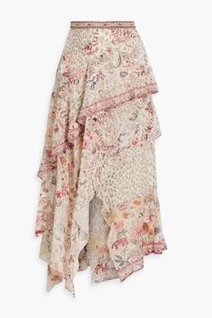 Camilla | Tiered embellished printed silk-chiffon midi skirt 5.5折