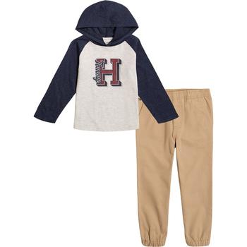 推荐Toddler Boys Long Sleeve Raglan Hooded T-shirt and Sueded Twill Joggers Set, 2 Piece商品