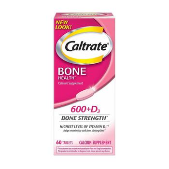 商品Caltrate 600 Plus D Calcium Supplement Tablets with Vitamin D, 60 Ea图片
