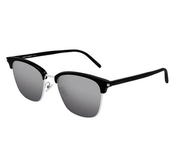 推荐Silver Mirrored Square Unisex Sunglasses SL 326/K 002 55商品