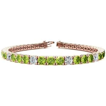 SSELECTS | 9 3/4 Carat Peridot And Diamond Alternating Tennis Bracelet In 14 Karat Rose Gold, 7 1/2 Inches,商家Premium Outlets,价格¥27536