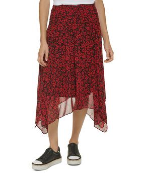推荐Ruched Floral Print Midi Skirt商品