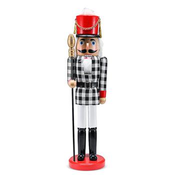商品Ornativity Christmas Checkered Soldier Nutcracker – Black and White Wooden Nutcracker Toy Soldier Knight with a Staff in Hand图片