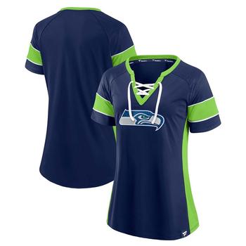 Majestic | Fanatics Branded Women's College Seattle Seahawks Team Draft Me Lace-Up Raglan T-Shirt商品图片,7.9折