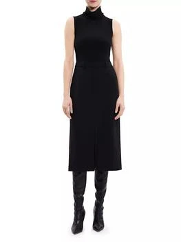 Theory | Funnel-Neck Crepe Belted Dress 满$250享8.5折, 满折