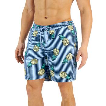 商品Men's Pineapple Stripes Swim Trunks, Created for Macy's图片