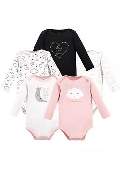 推荐Hudson Baby Infant Girl Cotton Long-Sleeve Bodysuits 5pk, Dreamer商品