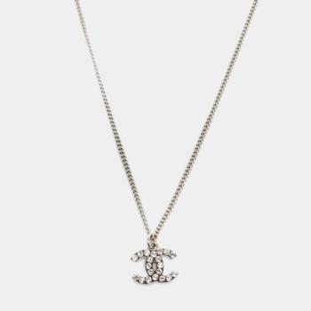 [二手商品] Chanel | Chanel CC Crystals Silver Tone Necklace商品图片,7.5折