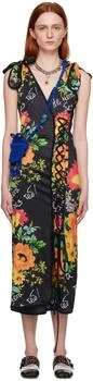 CHOPOVA LOWENA | SSENSE Exclusive Black Neon Floral Midi Dress 3.6折