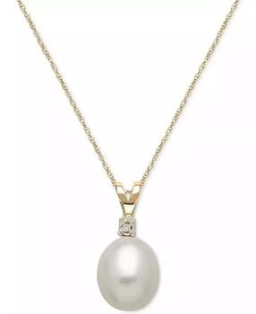 Honora | Cultured Freshwater Pearl (8mm) and Diamond Accent Pendant Necklace in 14k Gold,商家Macy's,价格¥1414