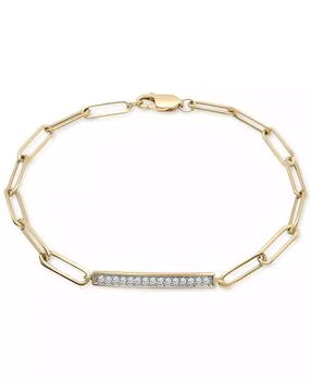 Macy's | Diamond Bar Paperclip Link Bracelet  (1/6 ct. t.w.) in 14k Gold-Plated Sterling Silver, Created for Macy's,商家Macy's,价格¥566