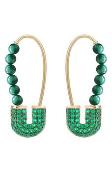 商品Gabi Rielle | 14K Gold Vermeil 3mm Freshwater Pearl CZ Safety Pin Earrings,商家Nordstrom Rack,价格¥421图片