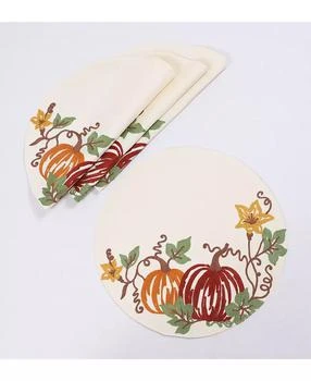 Manor Luxe | Happy Fall Pumpkins Crewel Embroidered Placemats, Set of 4,商家Macy's,价格¥425