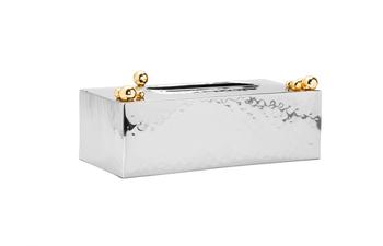 商品Classic Touch Decor | Hammered Stainless Steel Tissue Box Gold Ball design on Top,商家Premium Outlets,价格¥468图片