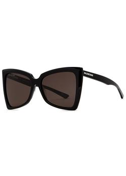 推荐Black oversized butterfly-frame sunglasses商品
