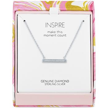 product Diamond Accent Horizontal Bar 18" Pendant Necklace in Sterling Silver image