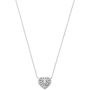 Michael Kors | Sterling Silver or 14k Rose Gold-plated Sterling Silver Tapered Baguette Heart Pendant Necklace 