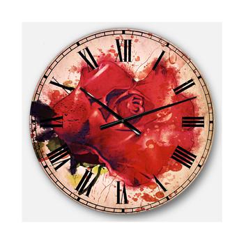 商品Floral Oversized Round Metal Wall Clock图片