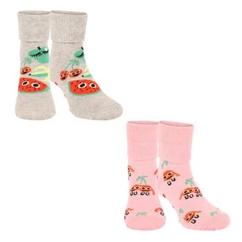 Happy Socks | Fruit print non slip socks set in pink and grey,商家BAMBINIFASHION,价格¥68