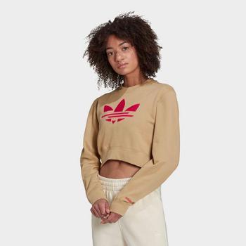 推荐Women's adidas Originals Adicolor Shattered Trefoil Cropped Sweatshirt商品