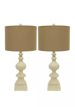 商品Set of 2 Distressed Cream Resin Table Lamps图片