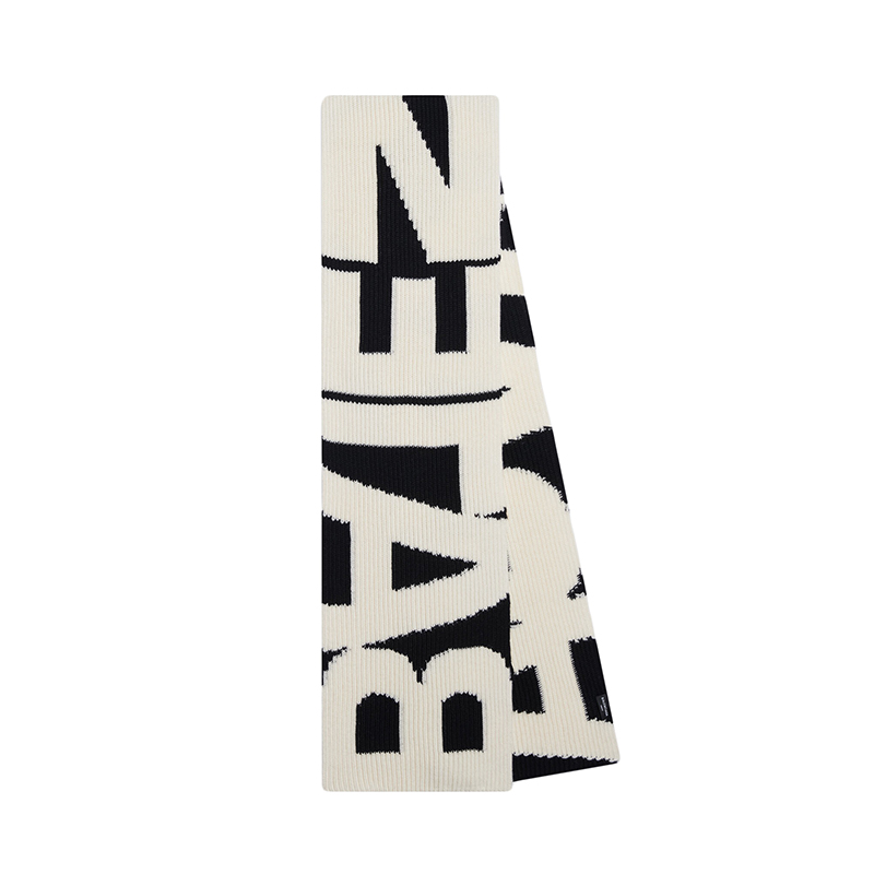 推荐Balenciaga/巴黎世家 新款 Turn系列 男女同款黑色和白色纯羊毛针织罗纹围巾商品