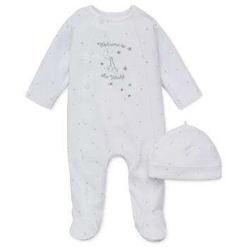Little Me | Baby Boys or Baby Girls Welcome To World Footed Coverall and Hat, 2 Piece Set 独家减免邮费