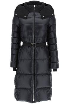 推荐Burberry midi down jacket with contrasting hood商品