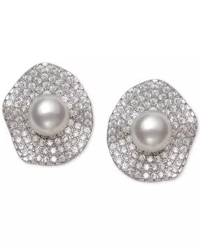 Macy's | Cultured Freshwater Pearl (6mm) & Cubic Zirconia Button Stud Earrings in Sterling Silver,商家Macy's,价格¥399