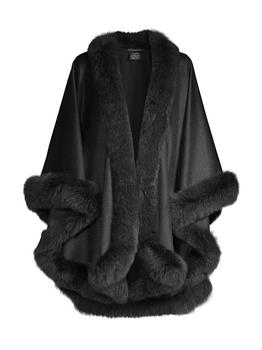 推荐Fox Fur-Trimmed Cashmere Cape商品
