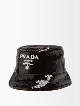 美国prada帽子, Prada | Logo sequinned bucket hat商品图片 