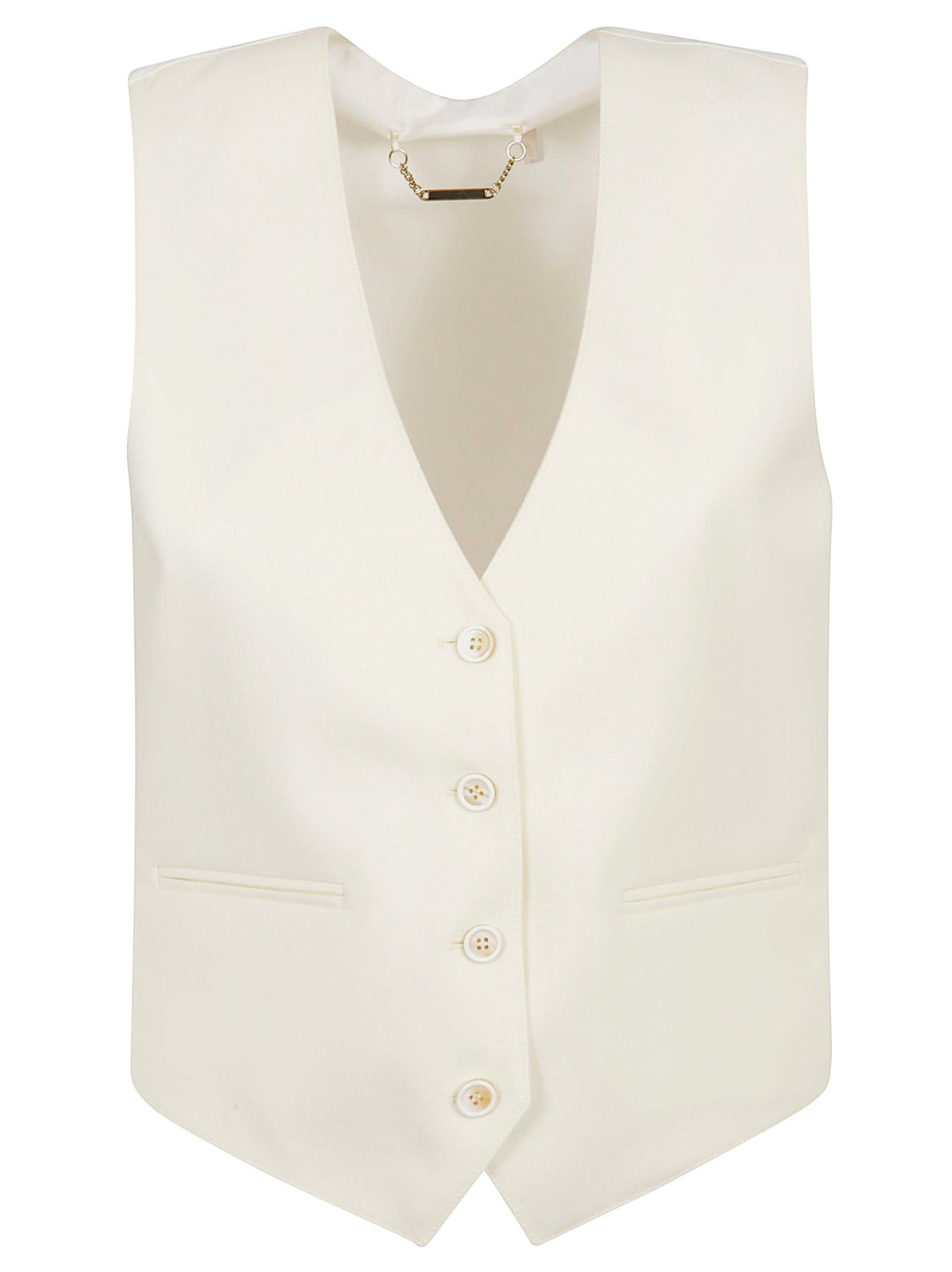 chloe c推荐, Chloé | CHLOE'  女士珍珠白色羊毛纽扣开合马甲 C22SGI01-066-24T商品图片 5.7折, 独家减免邮费